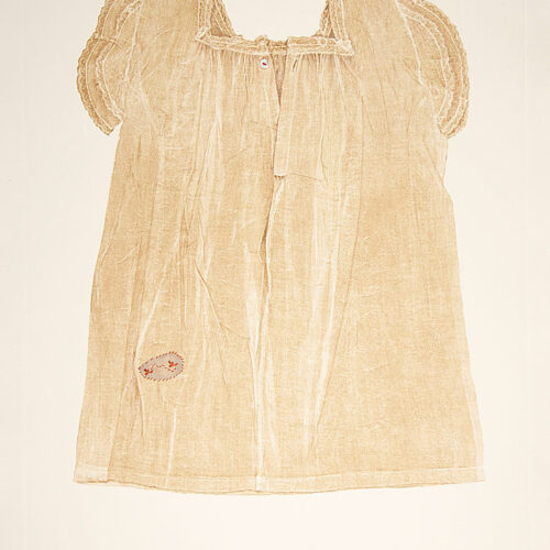 Child’s Dress Back, Monotype / Colored Pencil / Lace / Thread, 30” x 22” $1,250