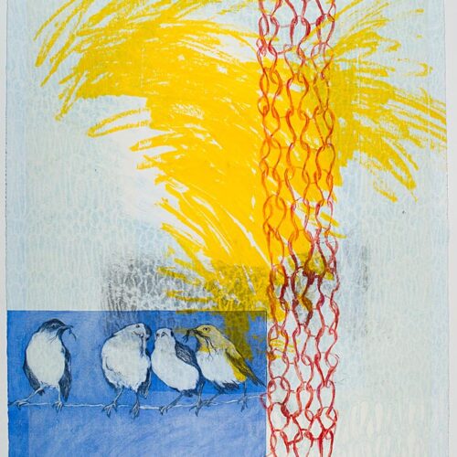 Spring Birds, Etching / Monoprint, 25.5” x 17.25”, $1050 unframed